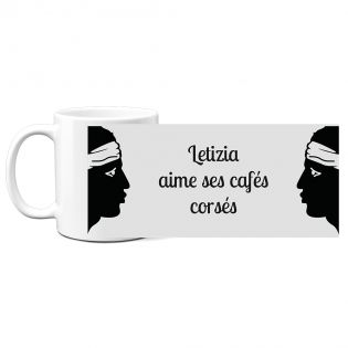 White ceramic mug personalized with Text | Head of Moor Corsica