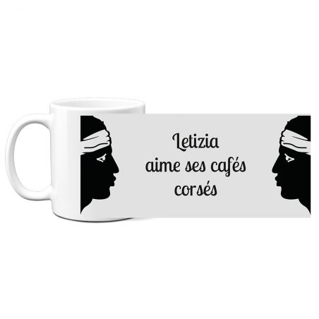 Mug en céramique blanc personnalisé avec Texte | Tête de Maure Corse