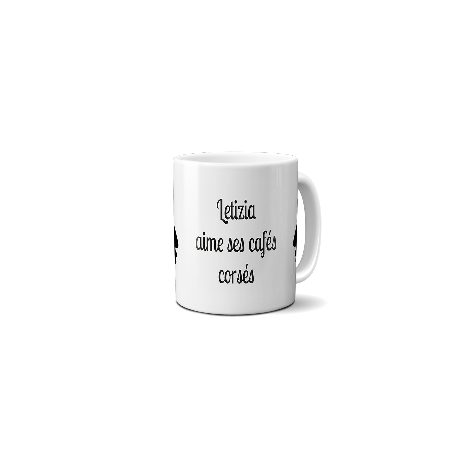 White ceramic mug personalized with Text | Head of Moor Corsica