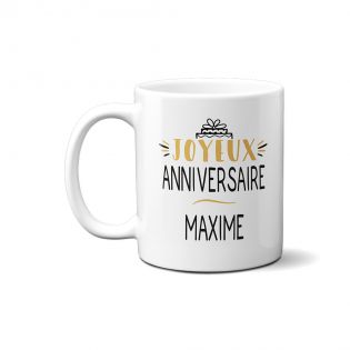 Mug Joyeux Anniversaire · Ballons Dorés · Personnalisé avec Texte et Âge