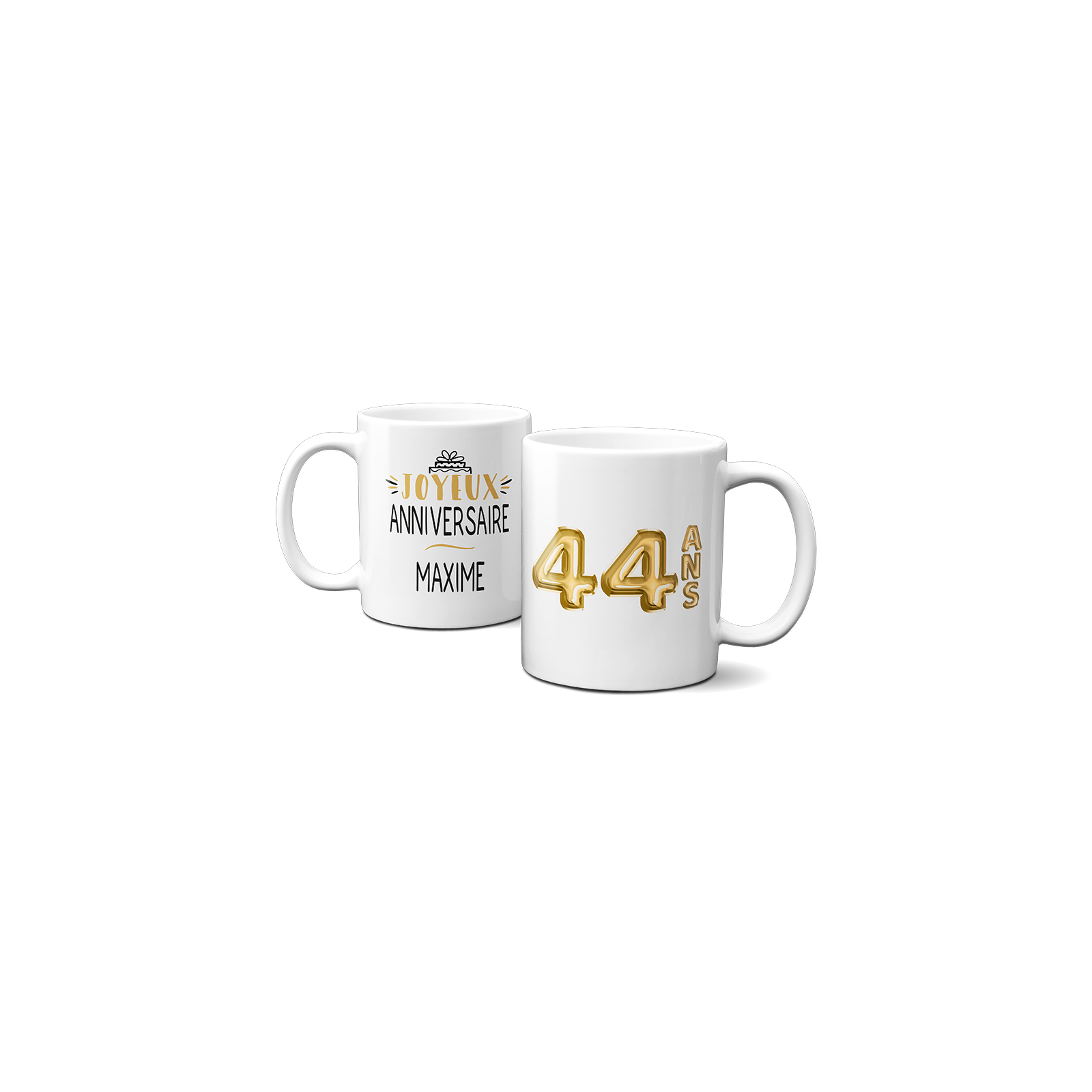 Happy Birthday Mug · Golden Balloons · Personalized with Text and Age