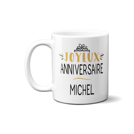 Mug Joyeux Anniversaire · Ballons Dorés 80 ans · Personnalisé avec Prénom