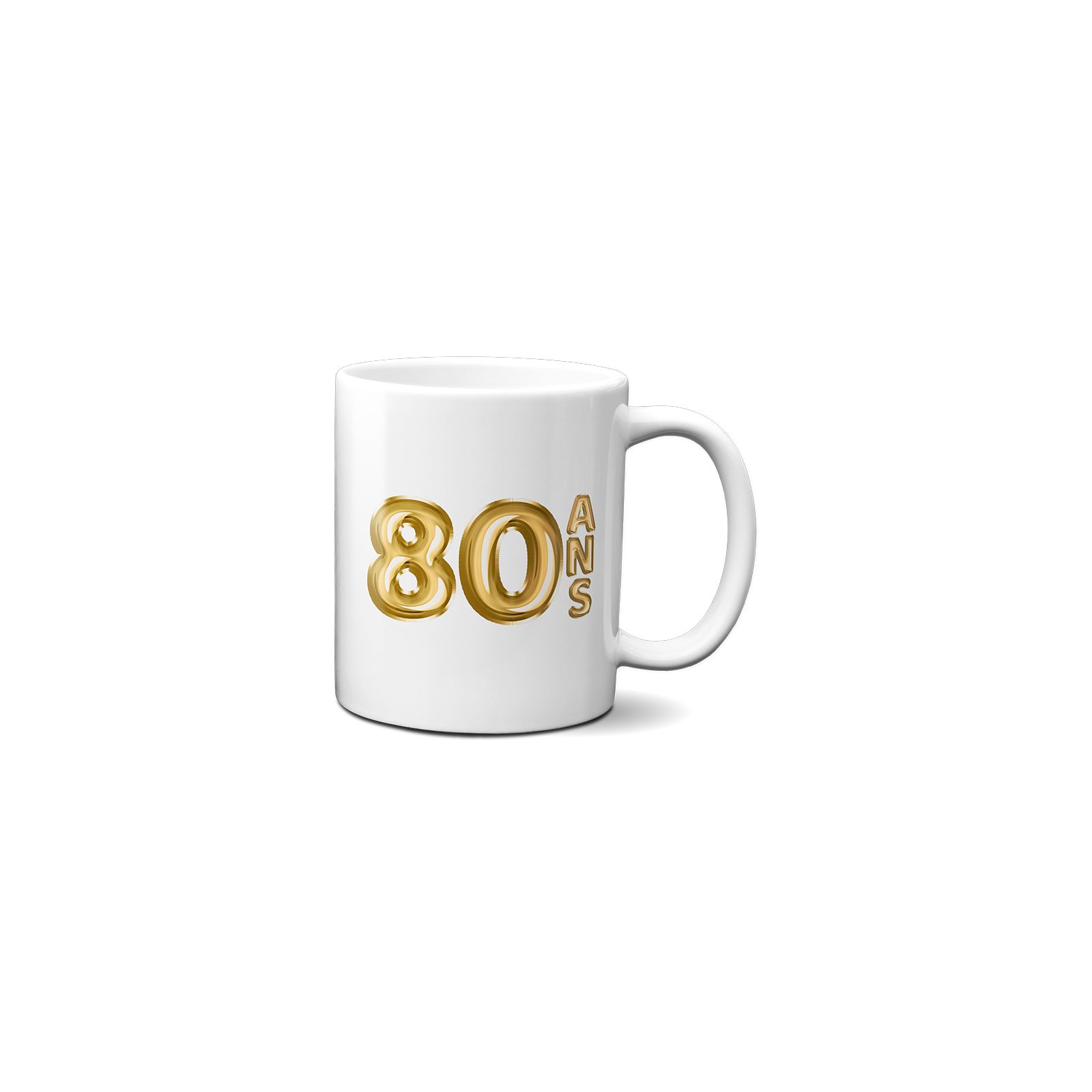 Happy Birthday Mug · Golden Balloons 80 years · Personalized with First Name