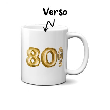 Happy Birthday Mug · Golden Balloons 80 years · Personalized with First Name