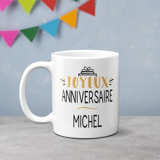 Mug Joyeux Anniversaire · Ballons Dorés 80 ans · Personnalisé avec Prénom