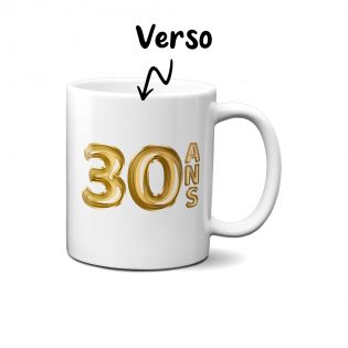 Happy Birthday Mug · Golden Balloons 30 years · Personalized with First Name