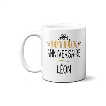 Mug Joyeux Anniversaire · Ballons Dorés 20 ans · Personnalisé avec Prénom