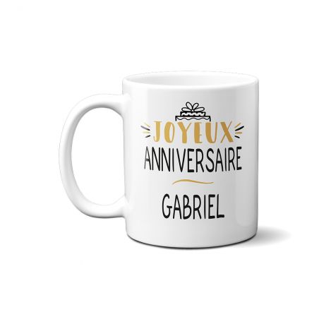 Mug Joyeux Anniversaire · Ballons Dorés 18 ans · Personnalisé avec Prénom