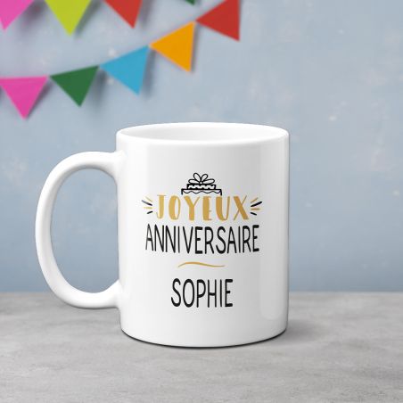 Mug anniversaire Joyeux anniversaire personnalisé