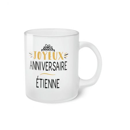 Tasse givrée Joyeux anniversaire personnalisé avec prénom 