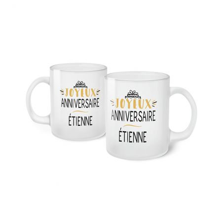 Tasse givrée Joyeux anniversaire personnalisé avec prénom 