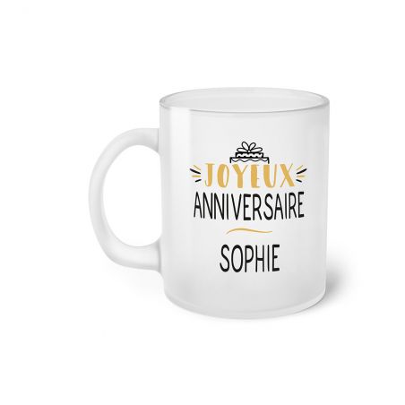 Tasse givrée Joyeux Anniversaire · Ballons Dorés 18 ans · Personnalisé avec Prénom