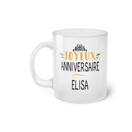 Tasse givrée Joyeux Anniversaire · Ballons Dorés 25 ans · Personnalisé avec Prénom