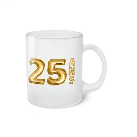 Tasse givrée Joyeux Anniversaire · Ballons Dorés 25 ans · Personnalisé avec Prénom