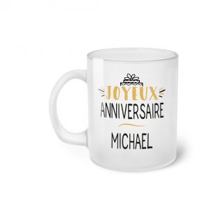 Frosted Happy Birthday Mug · 30 Years Old Golden Balloons · Personalized with First Name