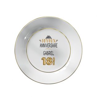 Dessert plate with gold edging Personalized with First Name · Golden Balloons 18 years old