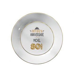 Dessert plate with gold edging Personalized with First Name · Golden Balloons 80 years