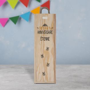 Personalized empty wooden wine crate · Wine bottle packaging for birthday