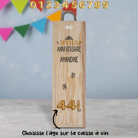 Personalized empty wooden wine crate · Wine bottle packaging for birthday