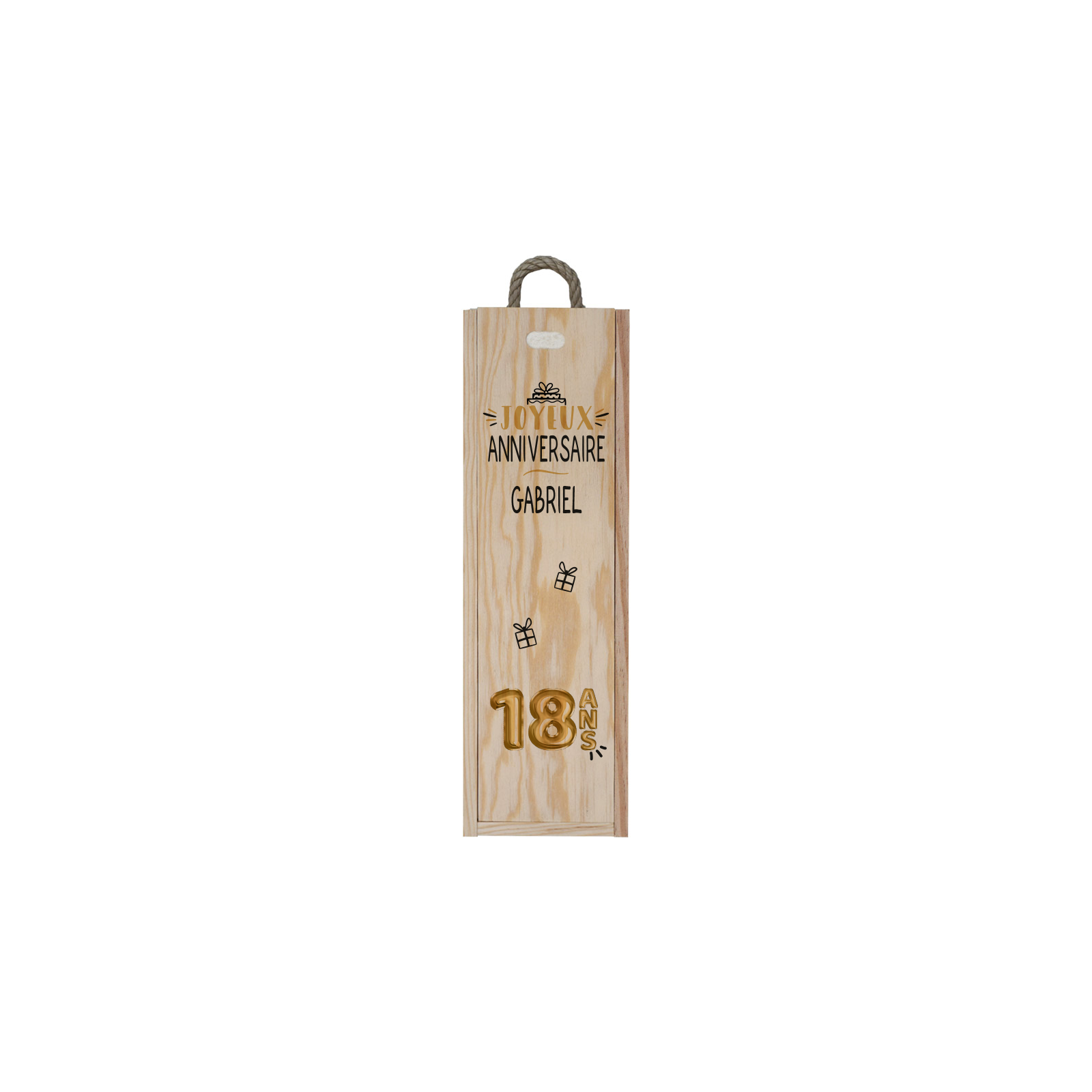 Personalized empty wooden wine crate · Wine bottle packaging for birthday