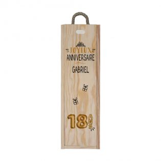 Personalized empty wooden wine crate · Wine bottle packaging for birthday