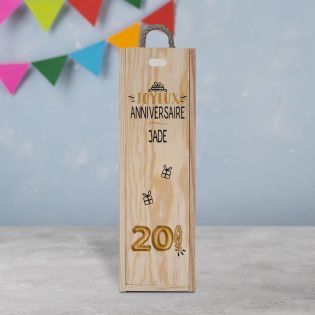 Personalized empty wooden wine crate · Wine bottle packaging for birthday