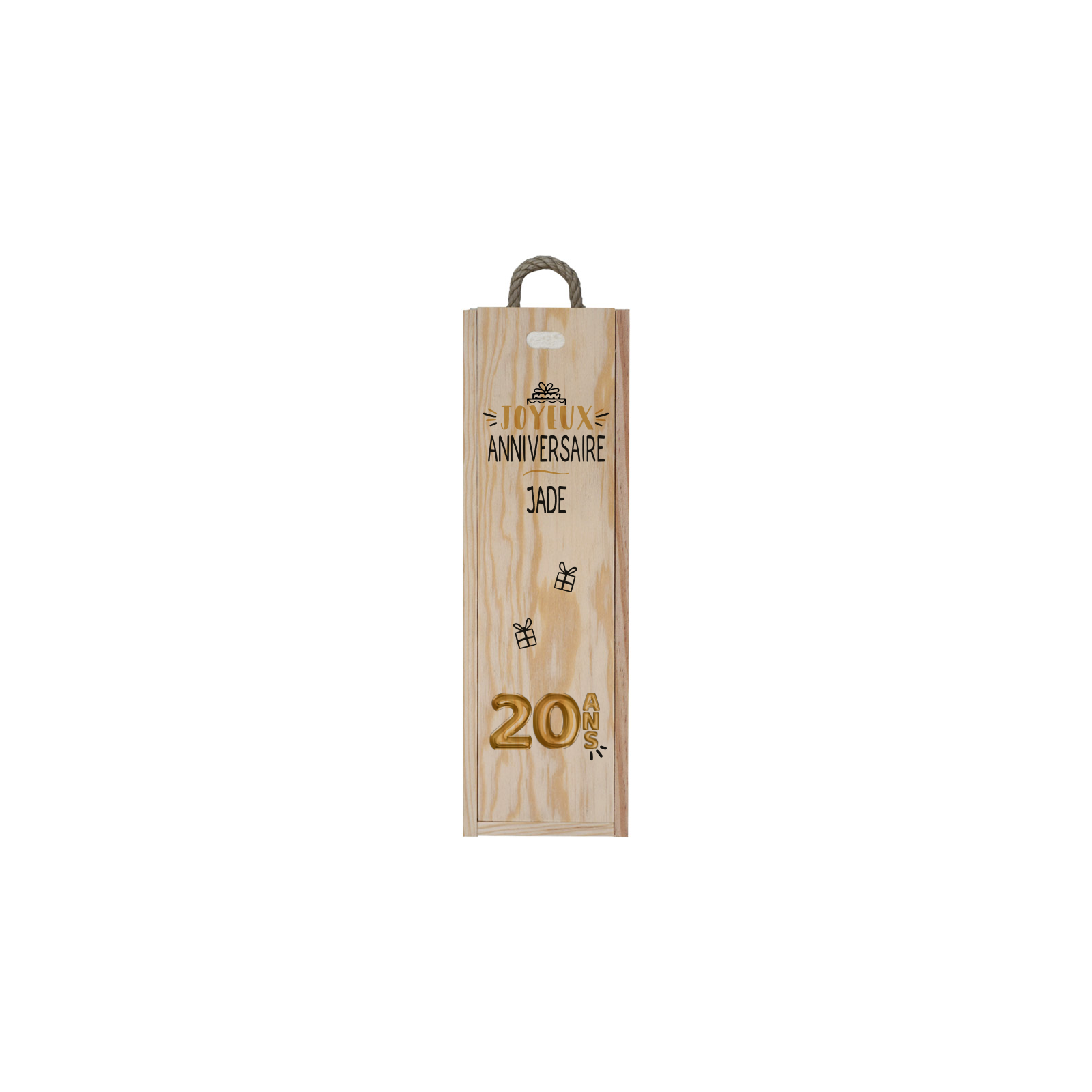 Personalized empty wooden wine crate · Wine bottle packaging for birthday