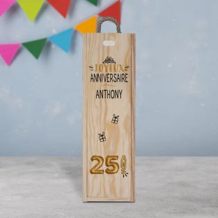 Personalized empty wooden wine crate · Wine bottle packaging for birthday