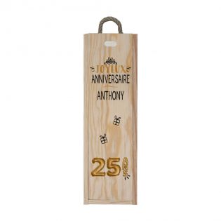 Personalized empty wooden wine crate · Wine bottle packaging for birthday