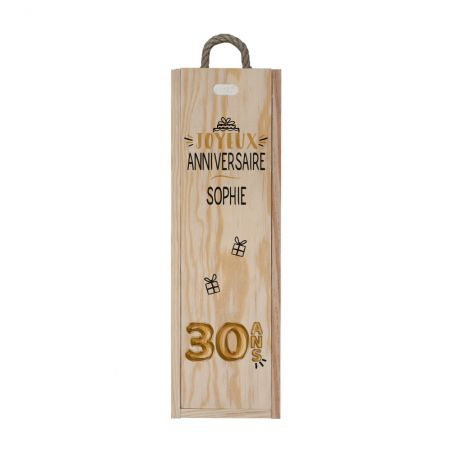 Personalized empty wooden wine crate · Wine bottle packaging for birthday