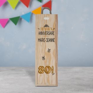 Personalized empty wooden wine crate · Wine bottle packaging for birthday