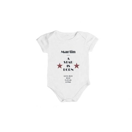 Body A star is Born personnalisé bébé · Prénom - Taille - Poids - Date et Heure de naissance