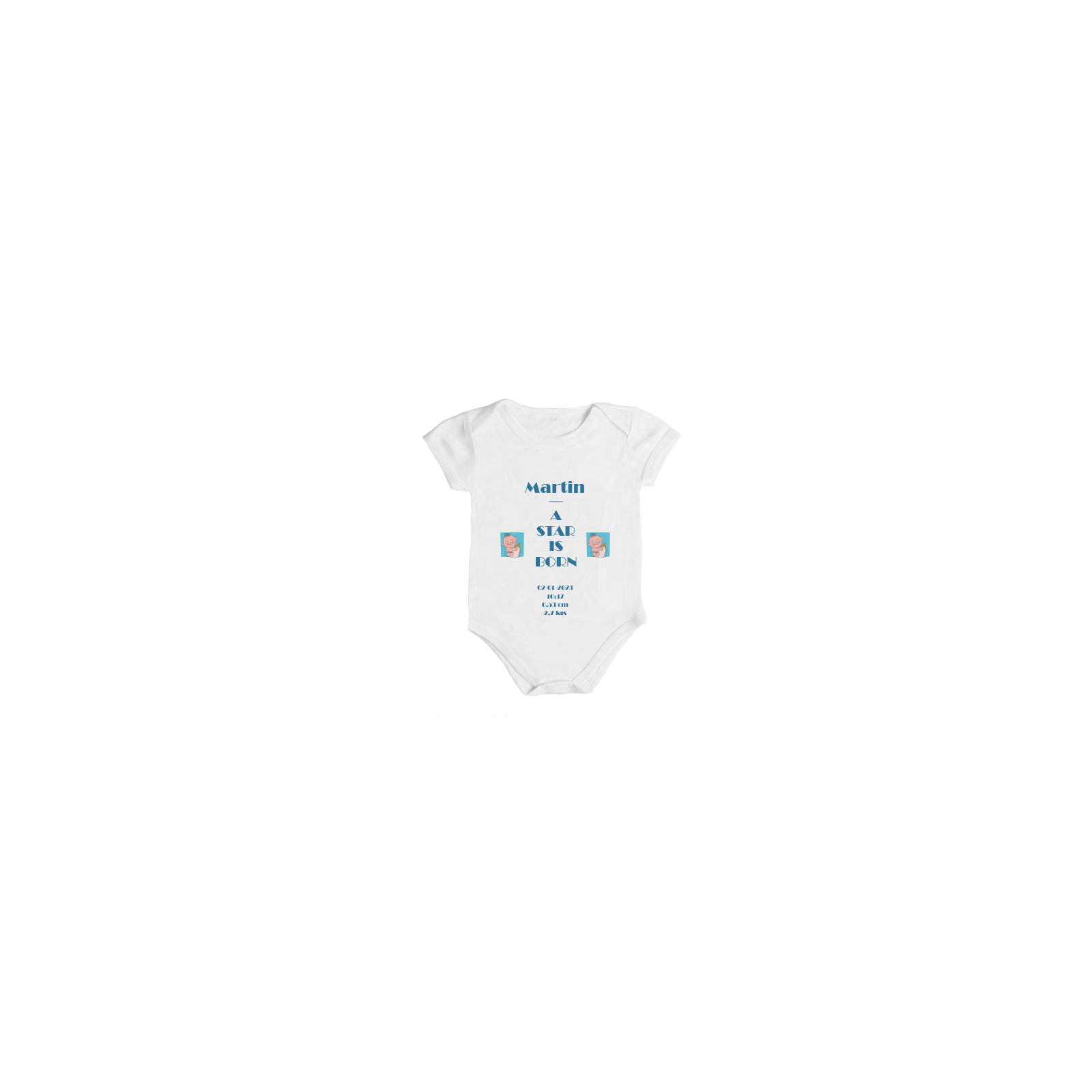 Personalized A Star is Born Bodysuit with Birth Information | Blue