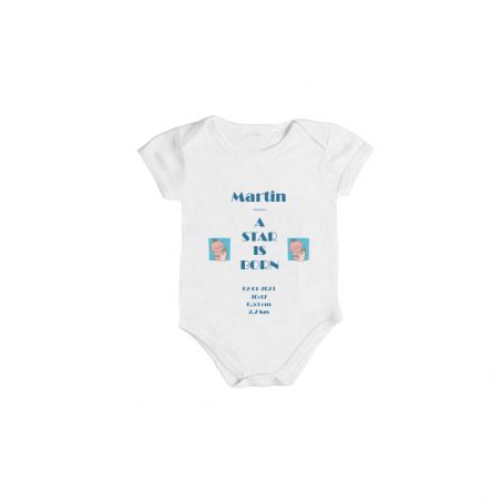 Personalized A Star is Born Bodysuit with Birth Information | Blue