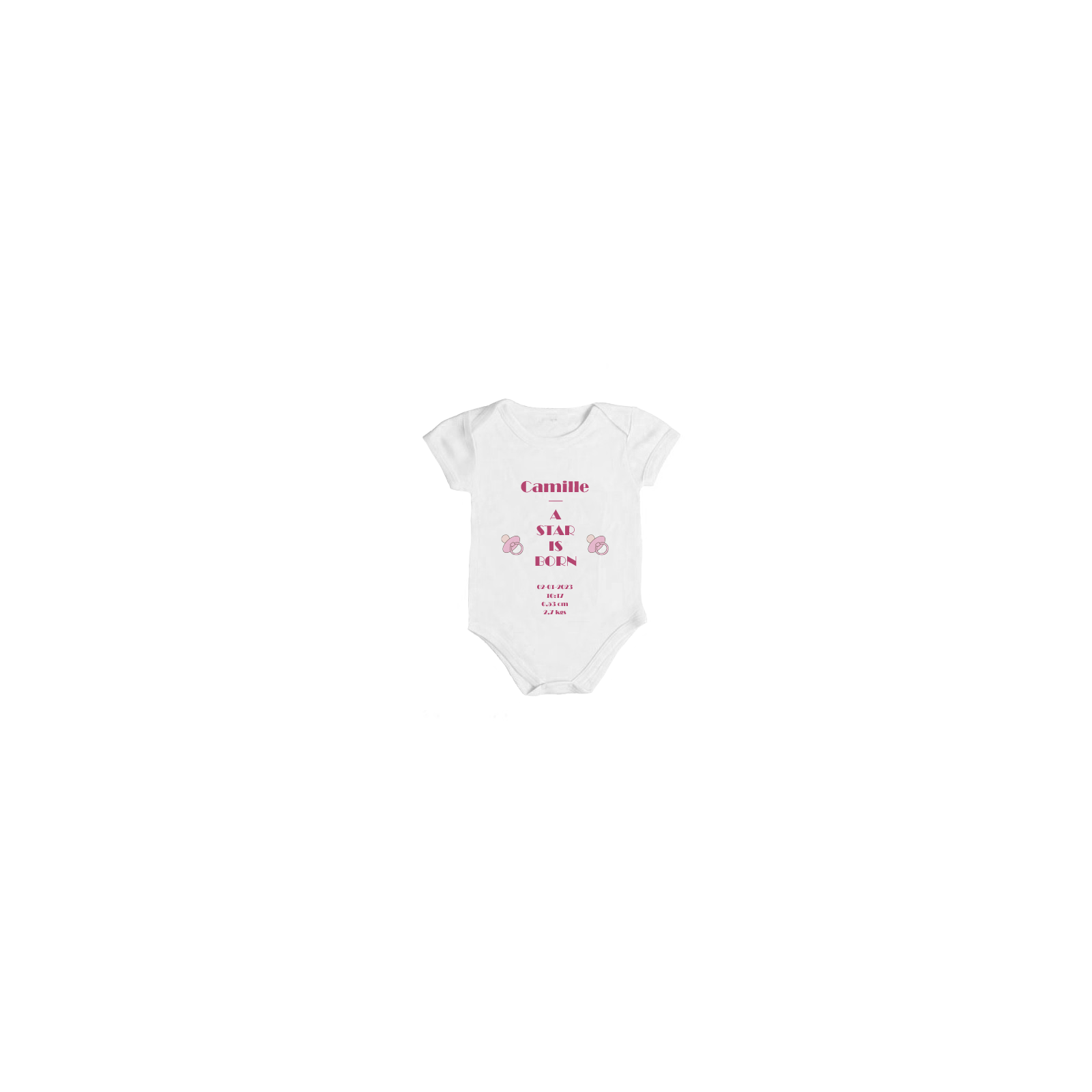 Bodysuit A star is Born personalized · Original and useful birth gift idea | Pink