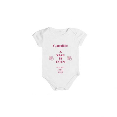 Bodysuit A star is Born personalized · Original and useful birth gift idea | Pink