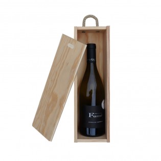 Personalized wooden wine crate for 1 bottle - Zipper opening - Born to be wine model