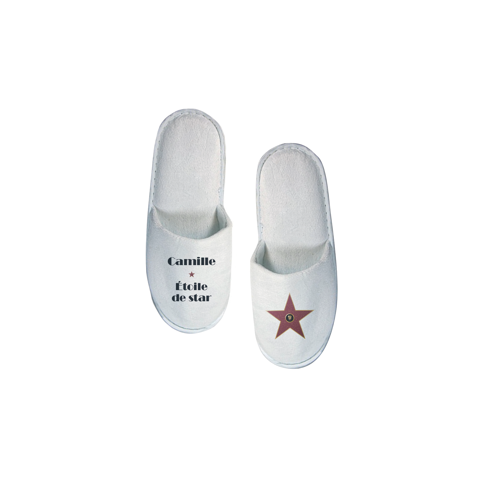 Pair of personalized slippers Text and Photo Hollywood 1