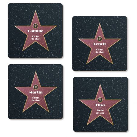 Set of 4 Cork Coasters · Personalized Walk of Fame