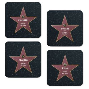 Set of 4 Synthetic Leather Coasters · Personalized Walk of Fame