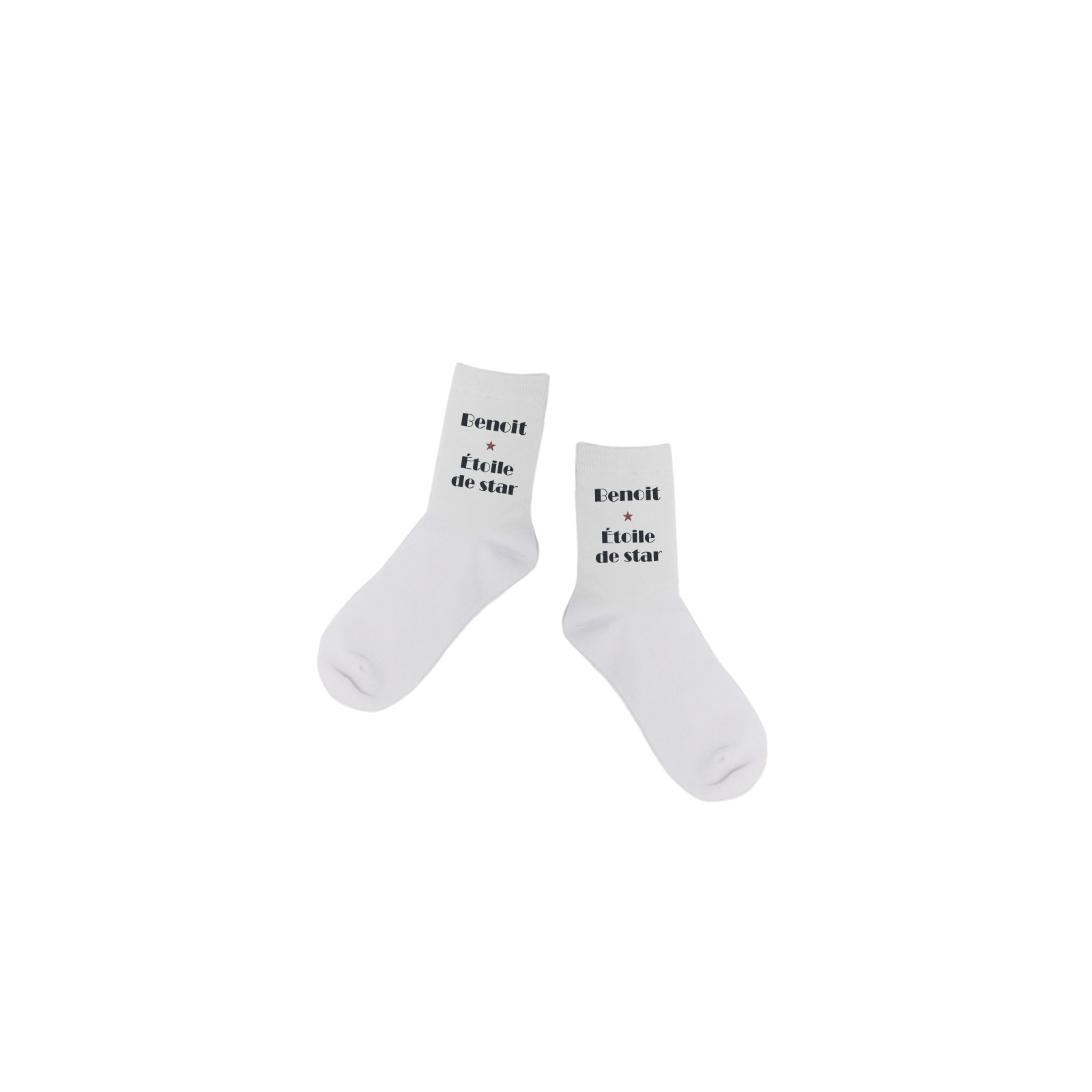 Personalized white first name socks - Walk of fame