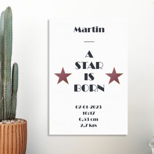 Plaque en aluminium personnalisée · A star is born fond blanc | 20 x 30 cm