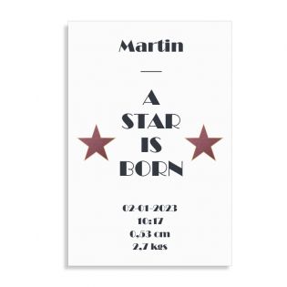 Plaque en aluminium personnalisée · A star is born fond blanc | 20 x 30 cm