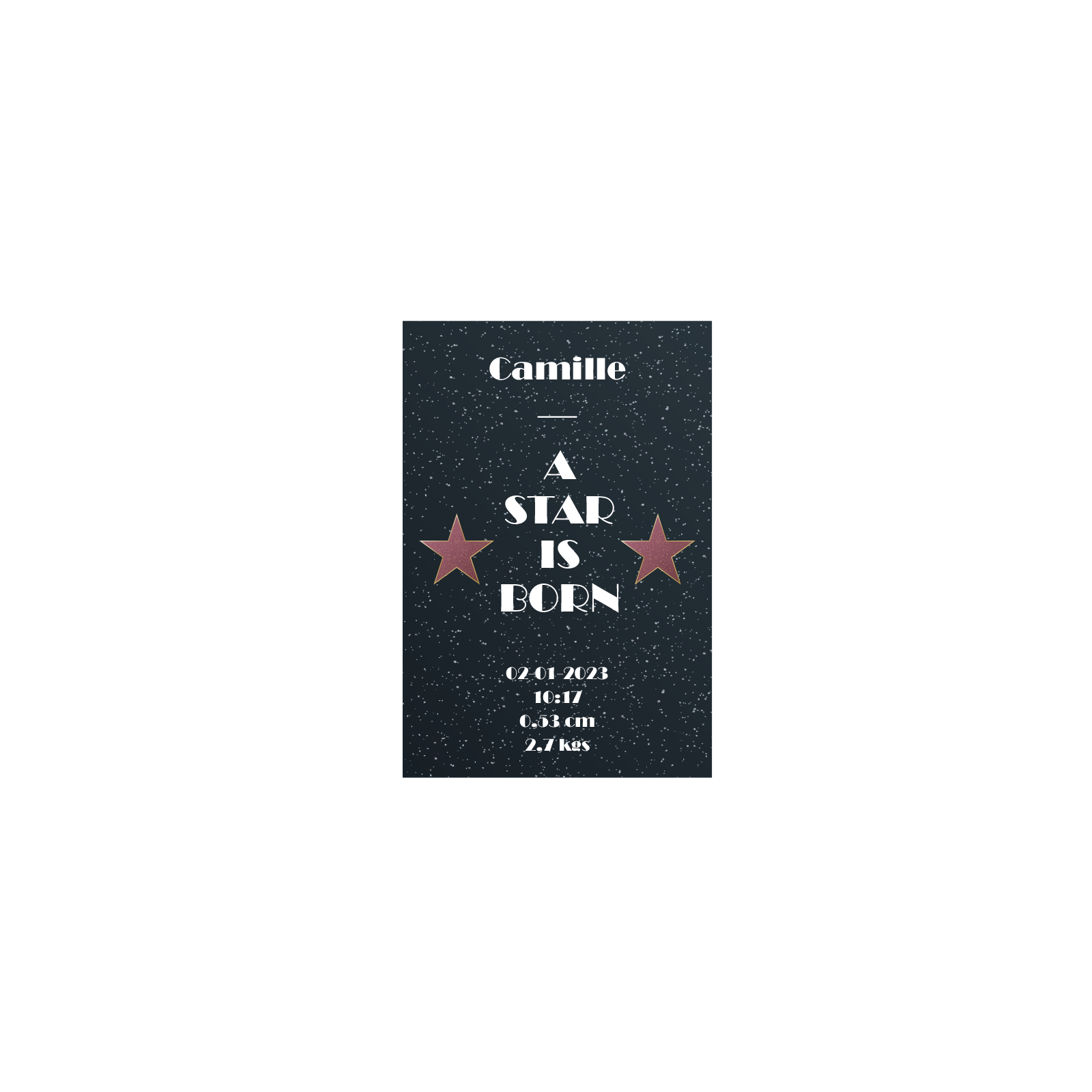 Personalized decorative plaque · A star is born night background | 20 x 30 cm