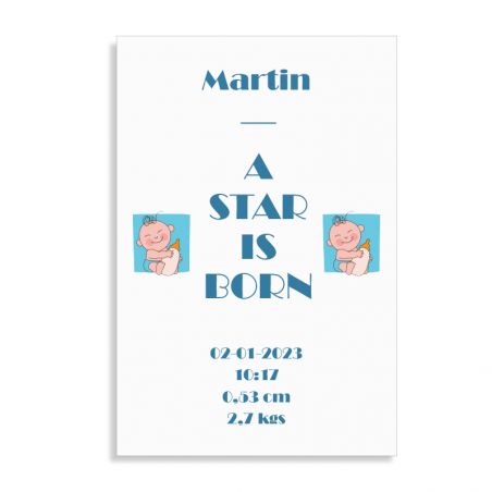 Personalized decorative plaque · A star is born blue | 20 x 30 cm