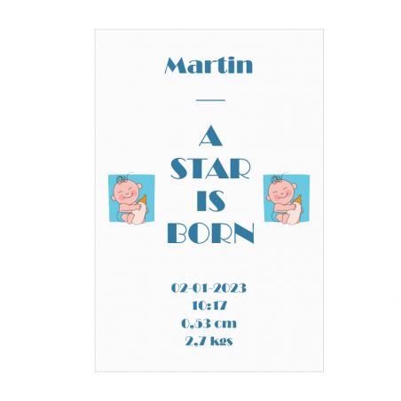 Personalized decorative plaque · A star is born blue | 20 x 30 cm