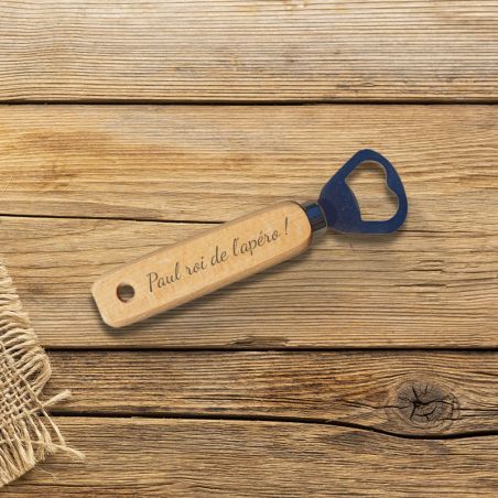 Customizable wooden bottle opener