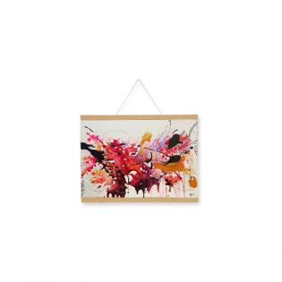 Magnetic hanging poster holder made of light wood - 30 cm