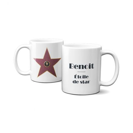 Mug en céramique blanc personnalisé · étoiles Walk of fame Blanc