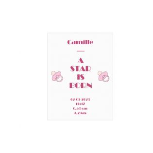 Personalized decorative plaque · A star is born · Pink · 15 x 20 cm